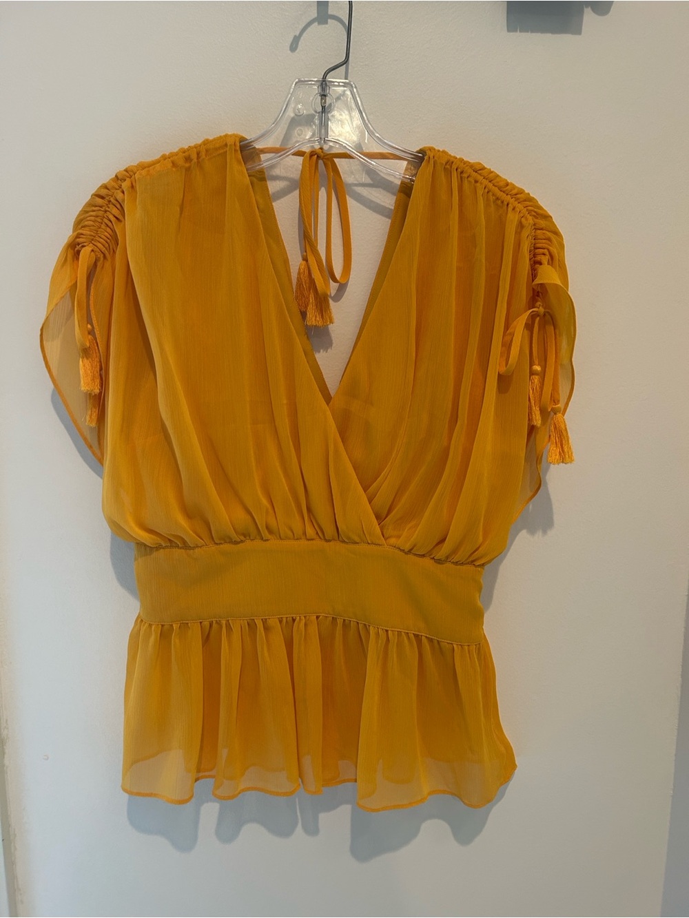 Tularosa Golden Mustard V-Neck Tie-Back Blouse